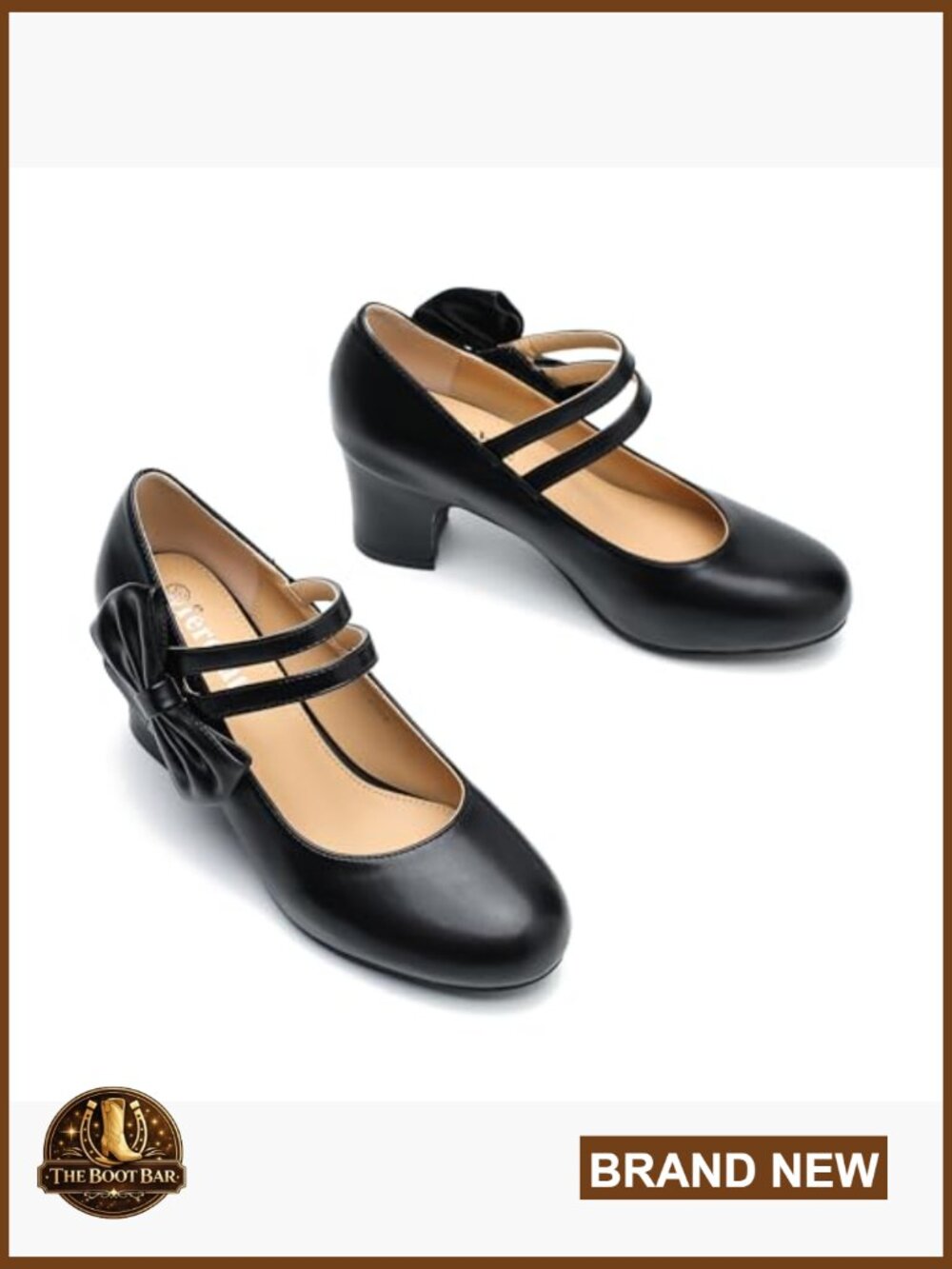 Women's Mary Jane Pumps Chunky Heel Bow Double Strap Closed Toe Block Heel Shoes - Picture 7 of 7
